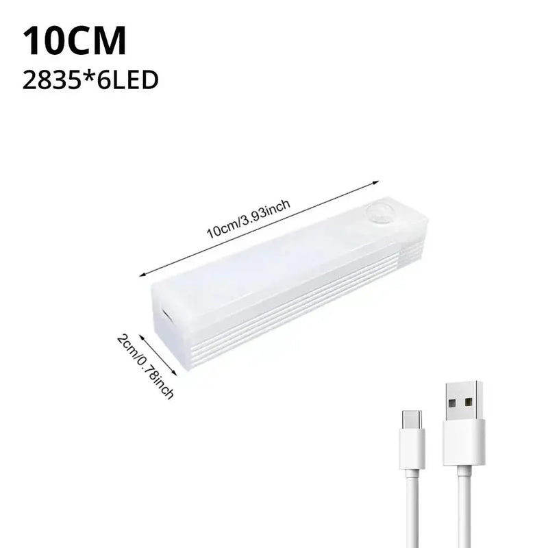 Night Lights Wireless LED Motion Sensor Lamp USB Rechargeable Magnetic for Wardrobe Room Closet Kitchen Aisle Tube Detector Bulb 10Cm