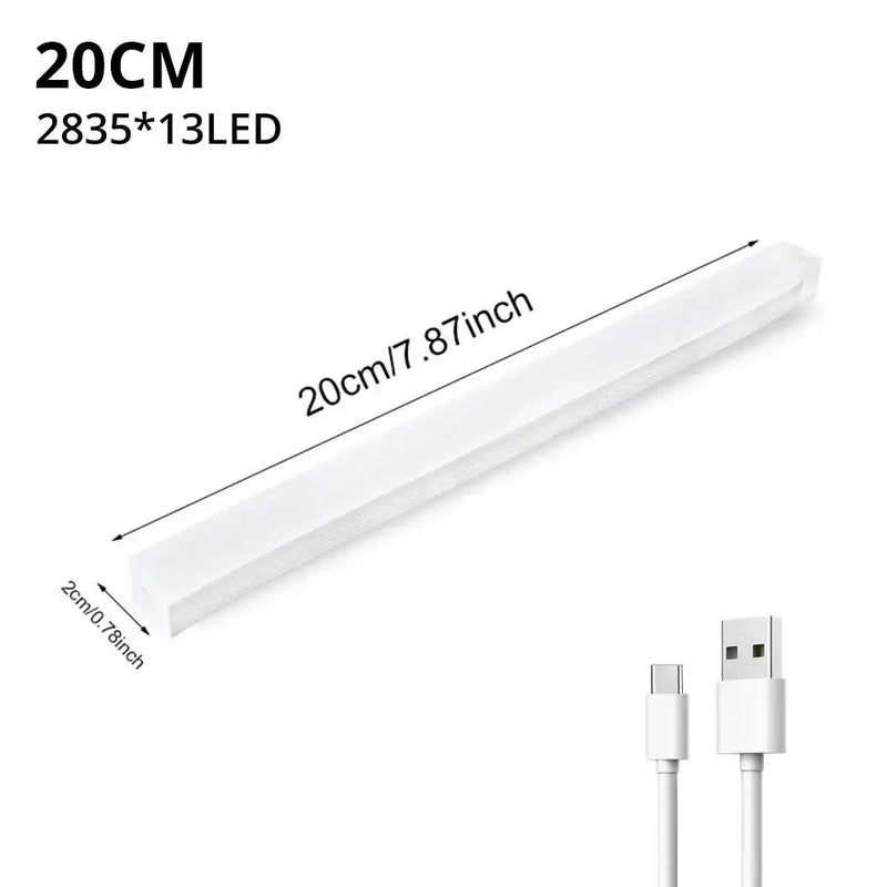 Night Lights Wireless LED Motion Sensor Lamp USB Rechargeable Magnetic for Wardrobe Room Closet Kitchen Aisle Tube Detector Bulb 20Cm