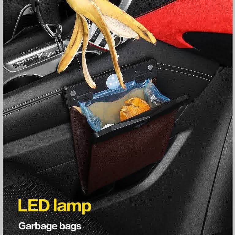 LED Car Trash Can - Multi-Position Storage Organizer - Vezir