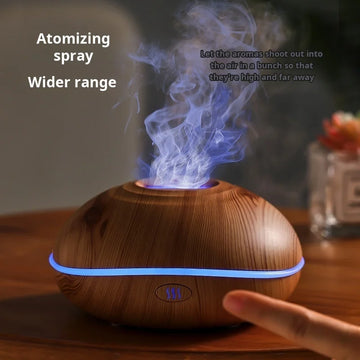 7 Colores Fire Flame Wood Grain Aromatherapy Machine Humidifier Aroma Diffuser Air Ultrasonic Mist Maker Fogger Aroma