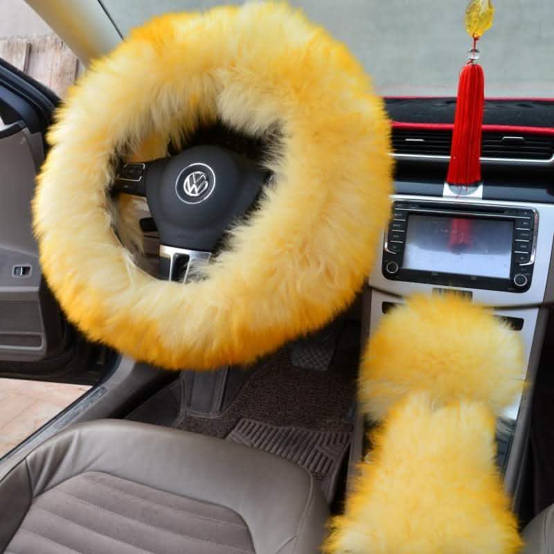 3-Piece Wool Steering Wheel Cover - Premium Car Interior Set - Vezir