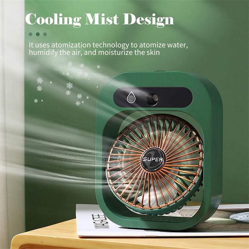 USB Rechargeable Misting Fan - 3-Speed Air Cooler Humidifier - Vezir