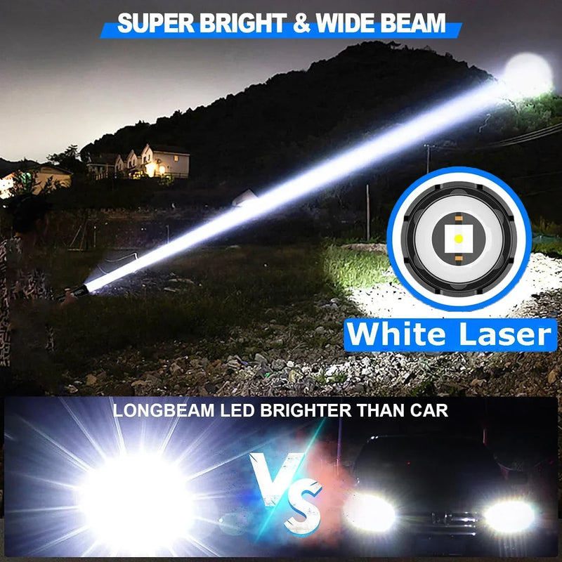 Rechargeable Flashlight Super Bright Portable Ultra Power Long Range Tactical Torch Lamp Outdoor Emergency Camping Lantern