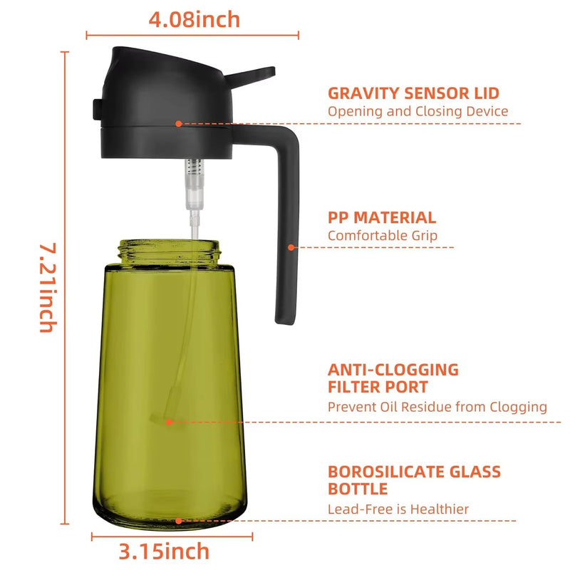 2-In-1 Dark Glass Oil Sprayer Olive Oil Dispenser Black Lightproof Oil Sprayer for Cooking Salads and Barbecues Barbecue Tools