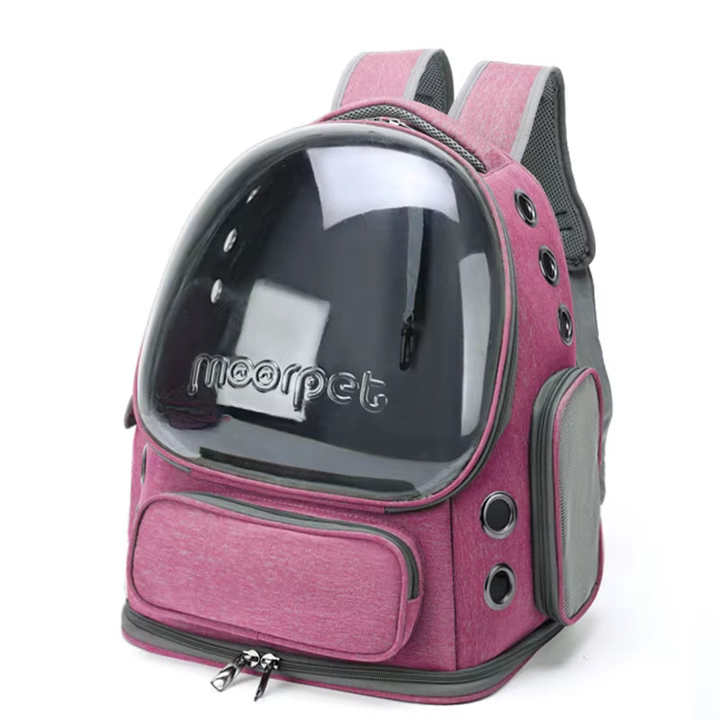 Transparent Pet Cat Carrier Bag Outdoor Travel Backpack for Cats Small Dogs Breathable Cat Carrying Bag Pet Supplies Pink