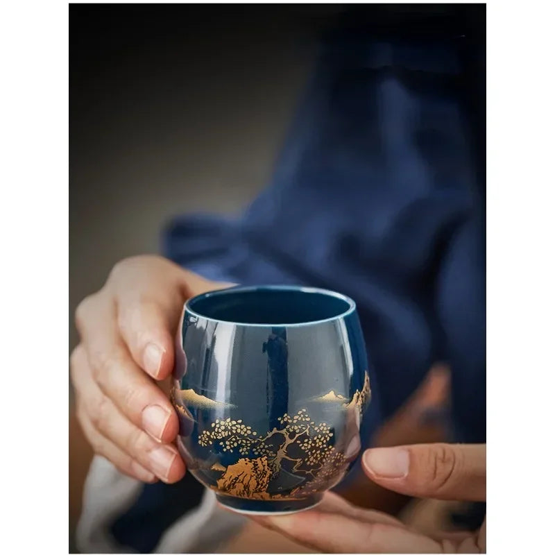 180Ml Japanese-Style Simple Master Mug Ceramic Tea Bowl Cup Household Jilan Simple Ceramic Large Teacup Tea Set for a Single Cup