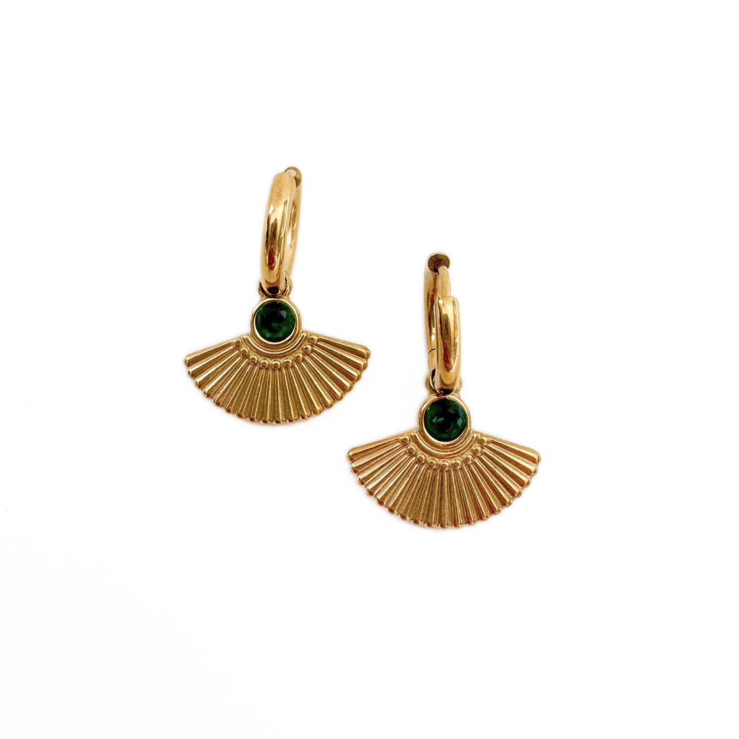 18k Gold Plated Fan Hoop Earrings