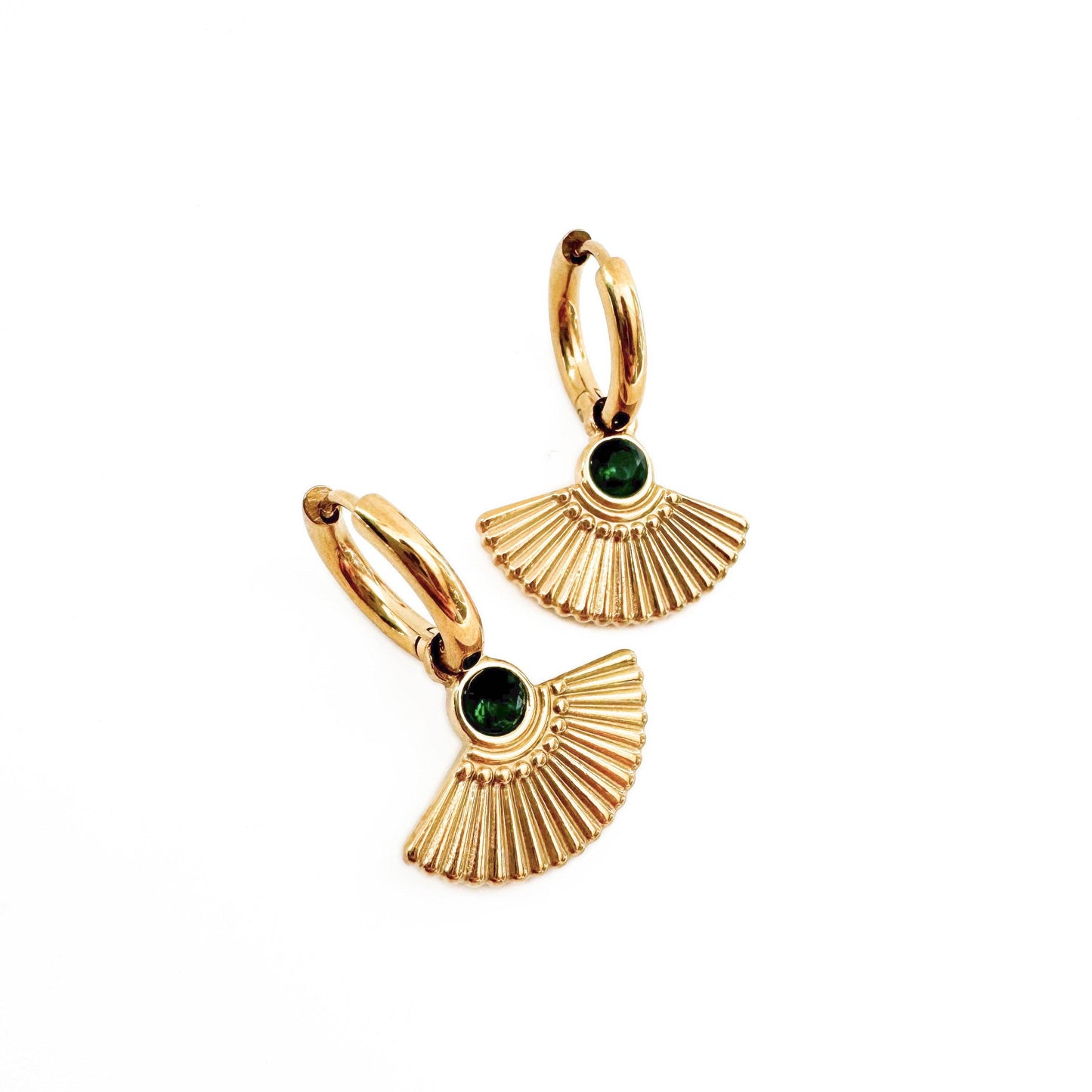 18k Gold Plated Fan Hoop Earrings