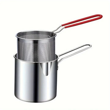 Stainless Steel Deep Fryer with Frying Basket Multifunctional Small Pot Kitchen Specific Frying Chicken and Other Cooking Toolss
