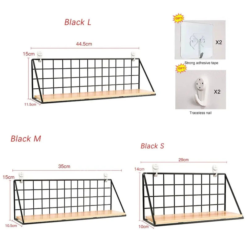 Wall Mounted Shelves without Drilling Wood Hanging Shelf for Living Room Bedroom Storage Basket Wall Decoration Rack Organizers