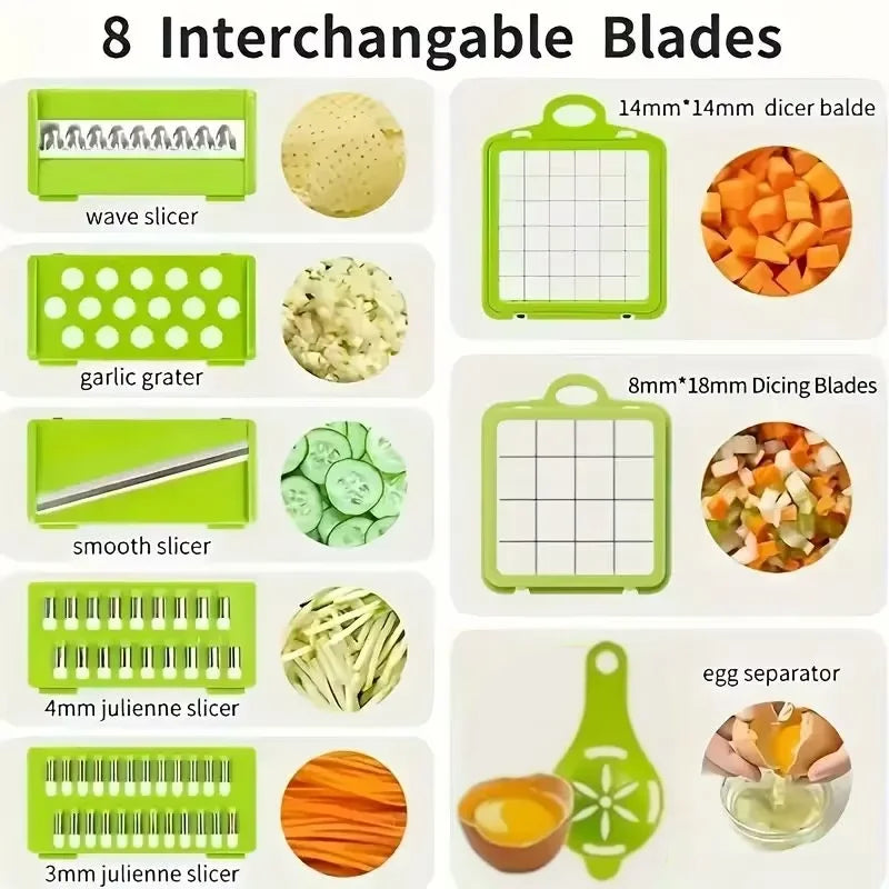 New 16 in 1 Multifunctional Vegetable Chopper Slicer Shredder with Basket Fruit Slicer Potato Shredder Carrot Grind Gadgets