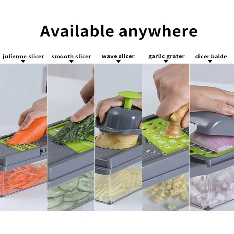 New 16 in 1 Multifunctional Vegetable Chopper Slicer Shredder with Basket Fruit Slicer Potato Shredder Carrot Grind Gadgets