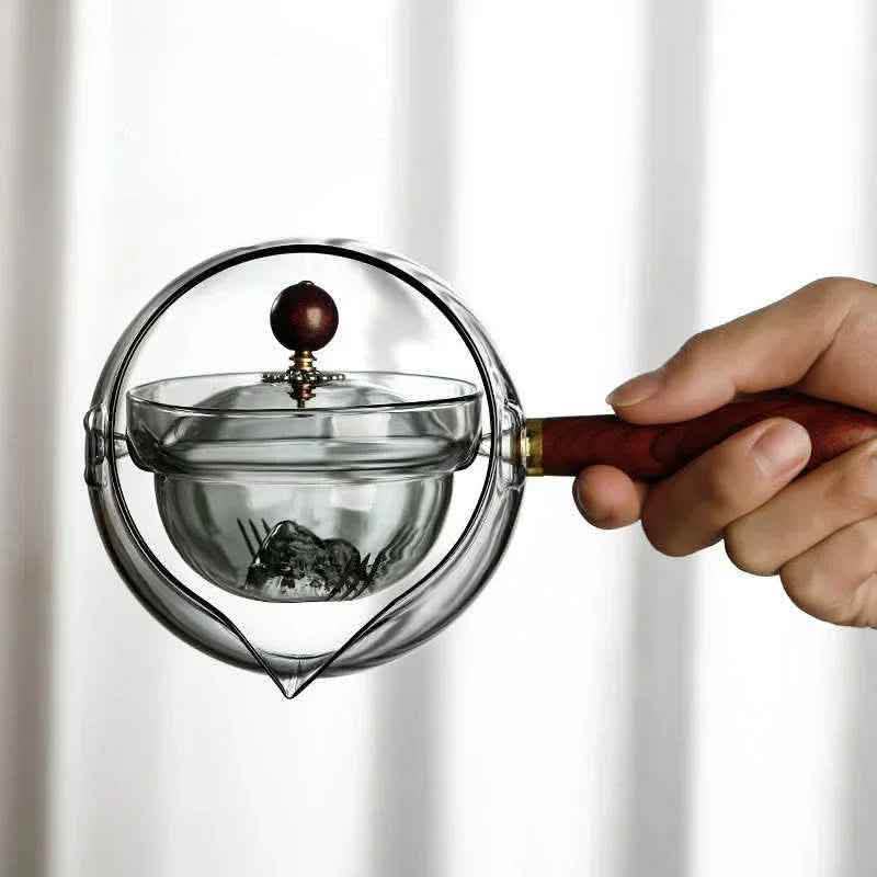 Glass Teapot with Infuser - Semi-Automatic Rotary Tea Maker - Vezir