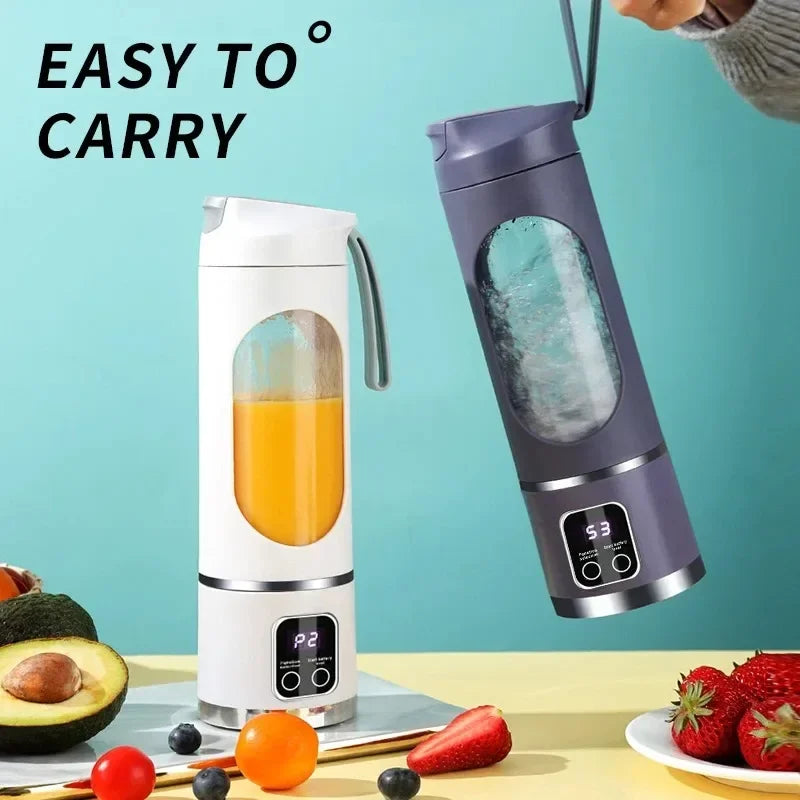 12 Blades Portable Fruit Juicer 450Ml Capacity 3 Gears USB Rechargeable Blender Ice Crusher for Shakes and Smoothies Juicer Cup