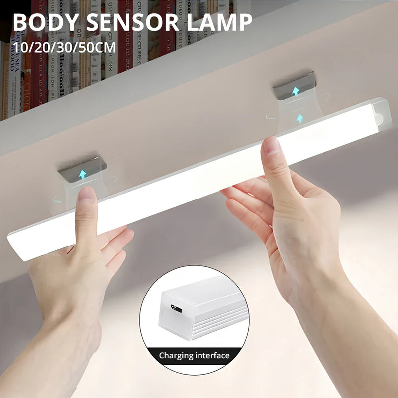 Night Lights Wireless LED Motion Sensor Lamp USB Rechargeable Magnetic for Wardrobe Room Closet Kitchen Aisle Tube Detector Bulb