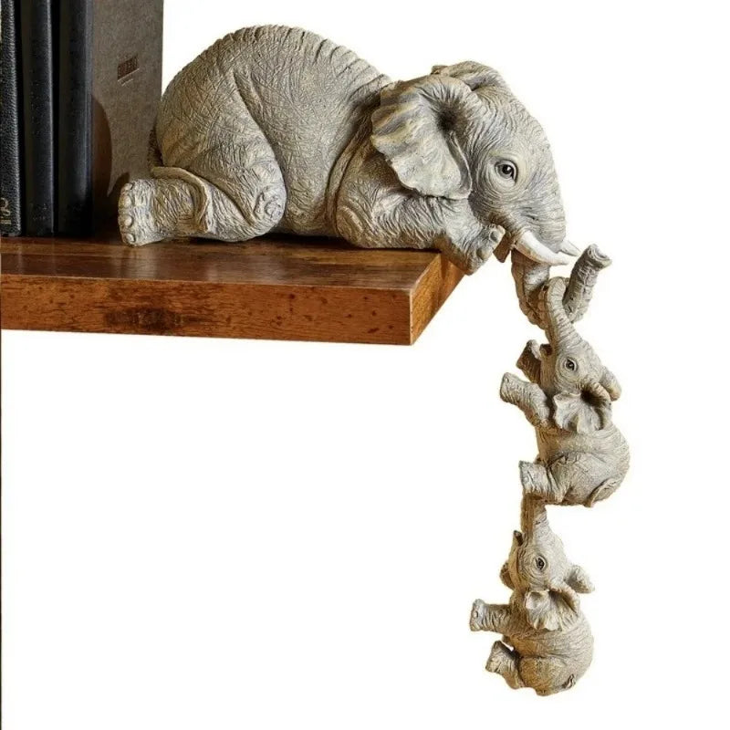 3 Pcs/Set Cute Elephant Hug Baby Doll Resin Handicraft Decoration Home Decor Gift Decorative Figurines Miniatures Accessories