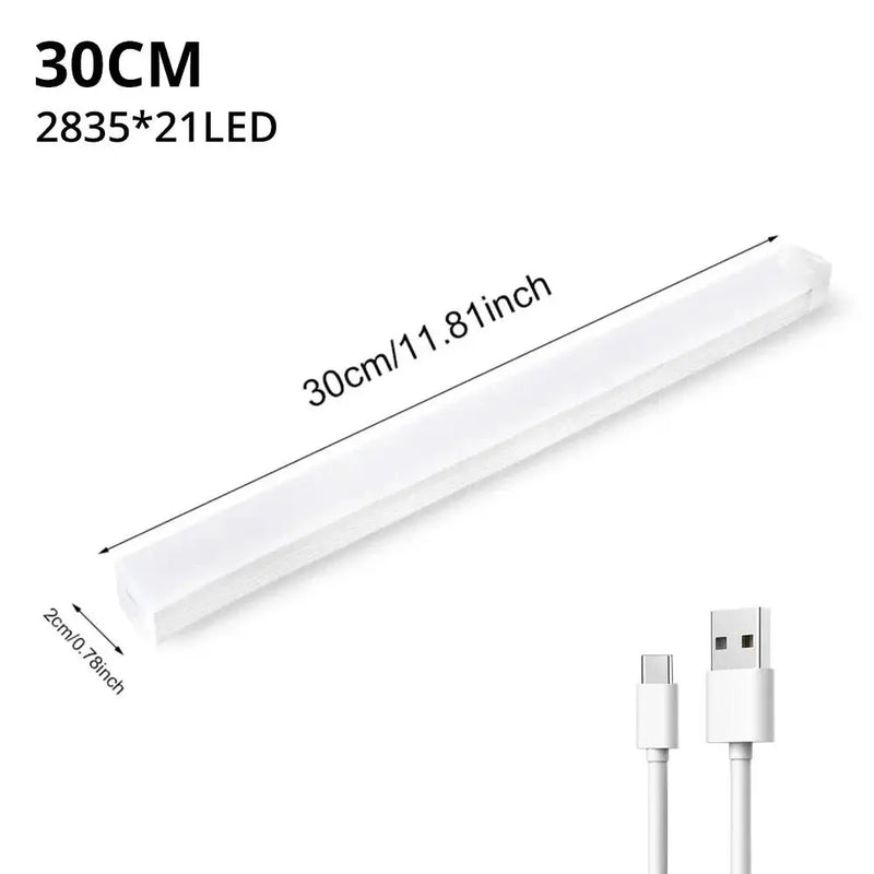 Night Lights Wireless LED Motion Sensor Lamp USB Rechargeable Magnetic for Wardrobe Room Closet Kitchen Aisle Tube Detector Bulb 30Cm