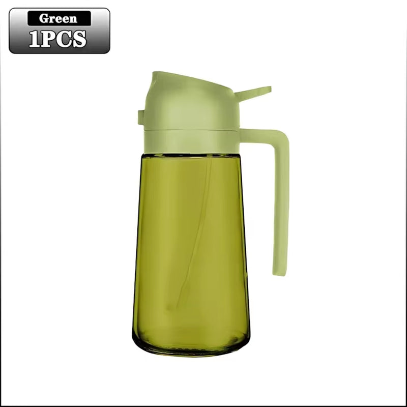 2-In-1 Dark Glass Oil Sprayer Olive Oil Dispenser Black Lightproof Oil Sprayer for Cooking Salads and Barbecues Barbecue Tools Green