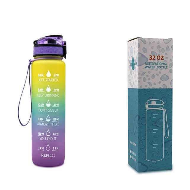 1L Tritan Water Bottle - Time Marker Motivational Sports Cup - Vezir