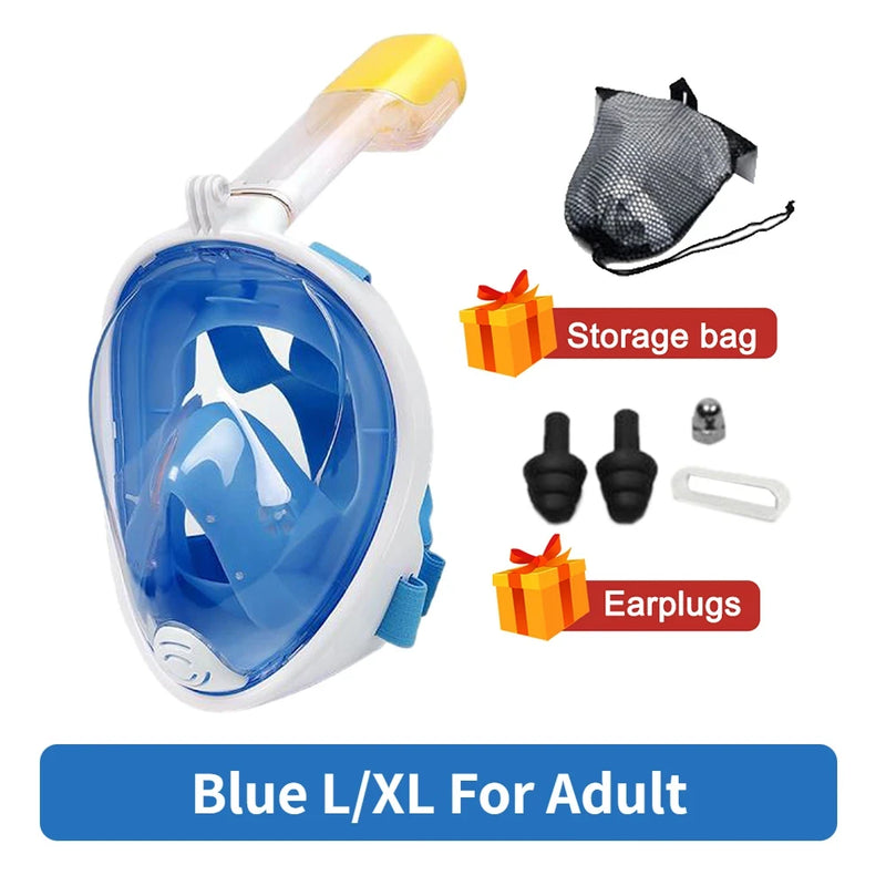 Underwater Scuba anti Fog Full Face Diving Mask Snorkeling Respiratory Masks Safe Waterproof Swimming Equipment for Adult Kids