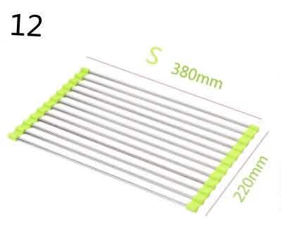 Folding Kitchen Drain Rack - Stainless Steel Sink Organizer - Vezir