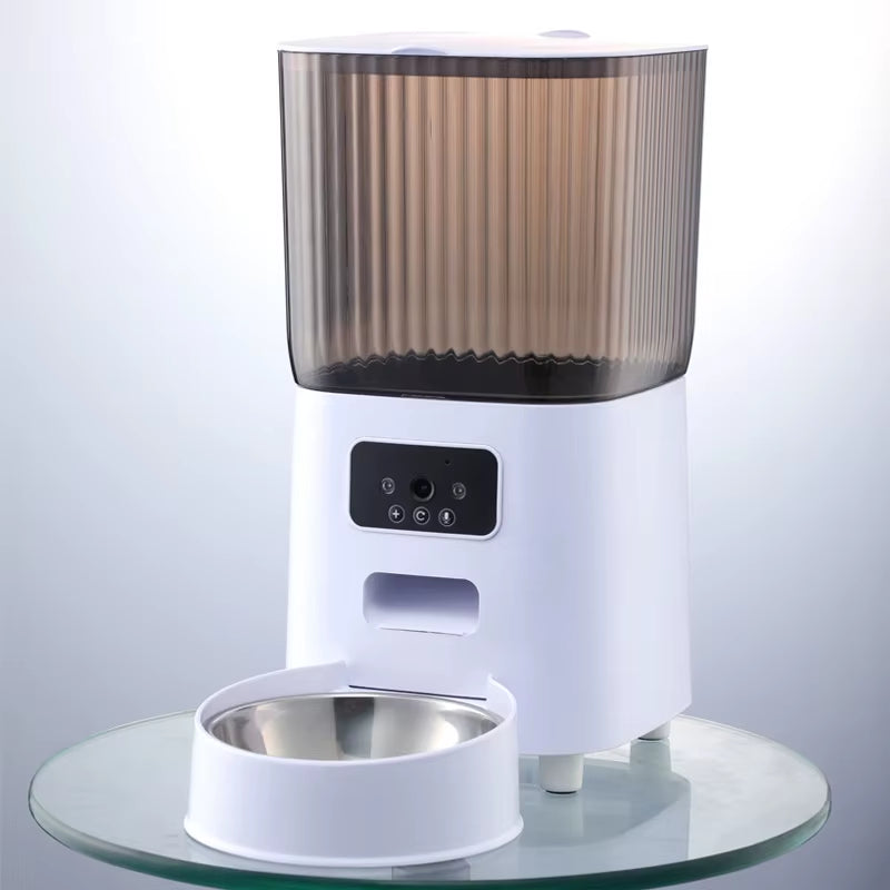5L Double Bowls Smart Automatic Cat Feeder with Camera Cat Dry Food Video Dispenser Pet Smart Voice Recorder Auto Feeder for Dog Single Bowl Video