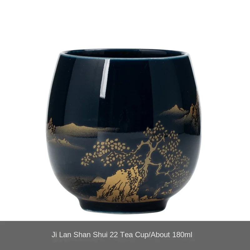 180Ml Japanese-Style Simple Master Mug Ceramic Tea Bowl Cup Household Jilan Simple Ceramic Large Teacup Tea Set for a Single Cup