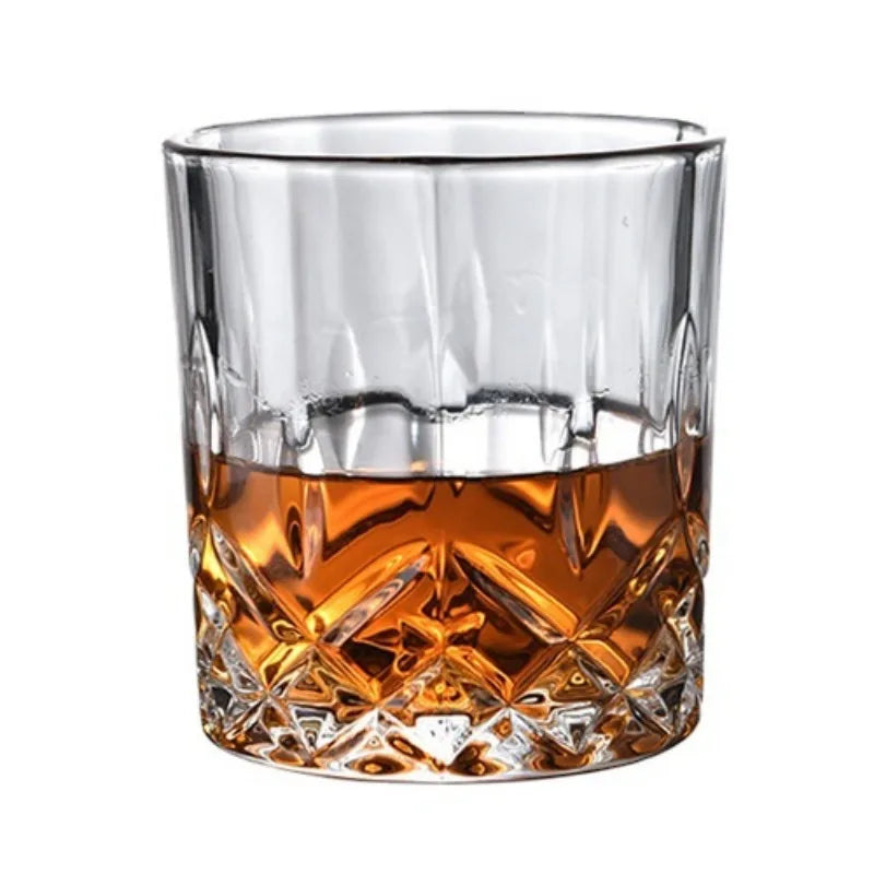 6Pcs/4Pcs/2Pcs/1Pcs Whiskey Cup Crystal Glass 230Ml Wine Cup Transparent Drinkware for Bar/Home Spirit Cups Embossed Water Cup