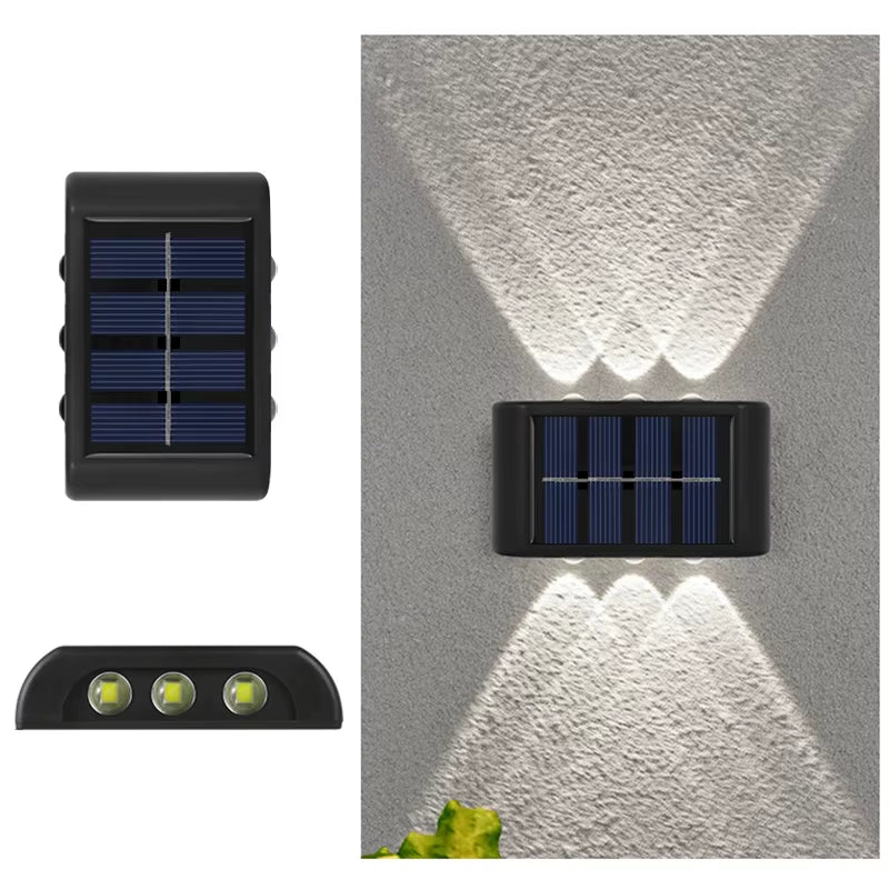 6LED Solar Lights, Outdoor Atmosphere Wall Lamp,Up and down Light Control for Garden Yard Street Balcony Terrace Camping Decor