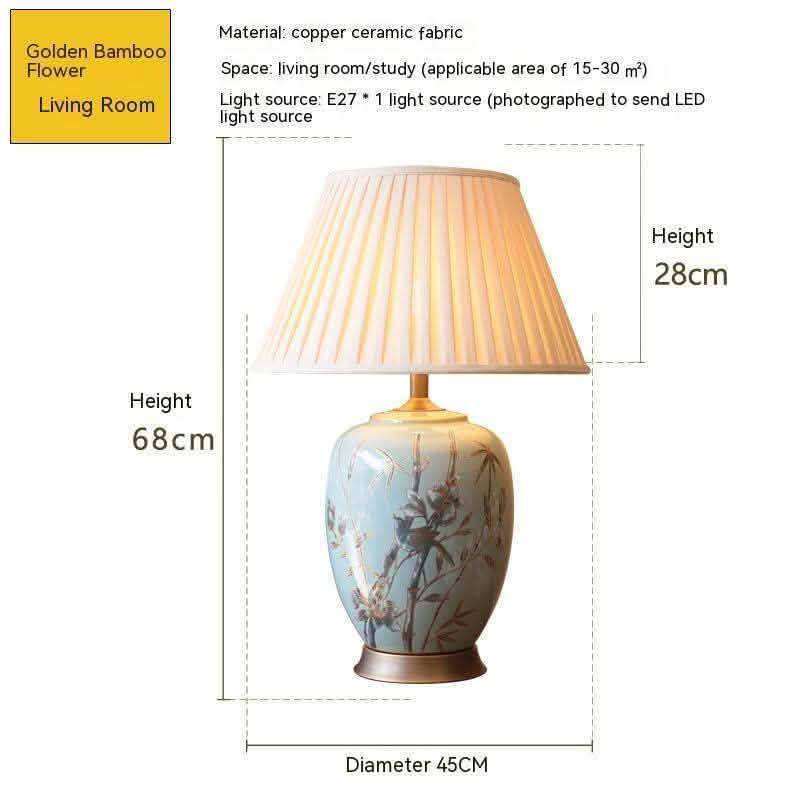 American Ceramic Table Lamp - European Bedroom Bedside Light - Vezir