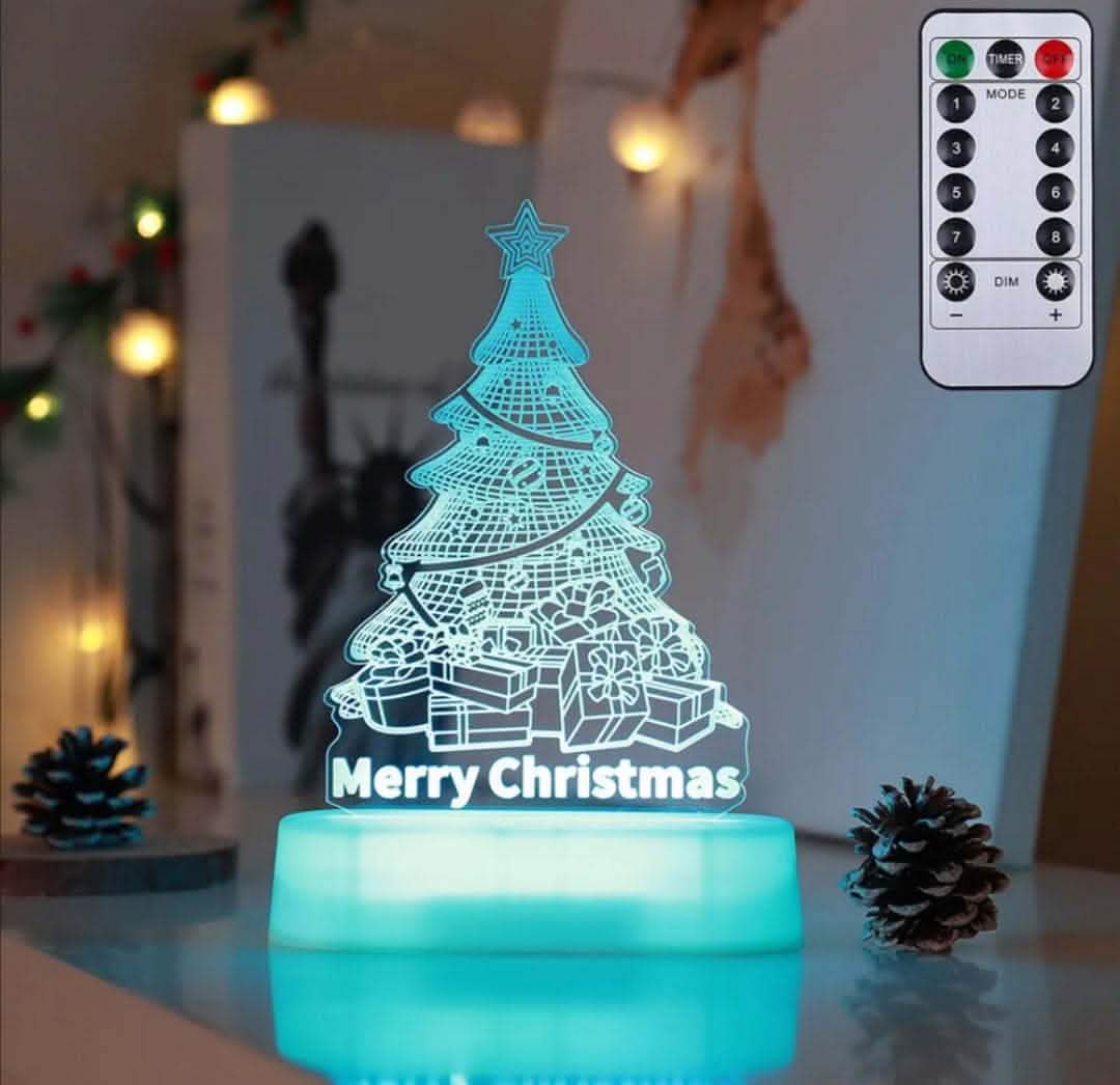 3D Christmas LED Night Light - Acrylic Holiday Decoration Lamp - Vezir