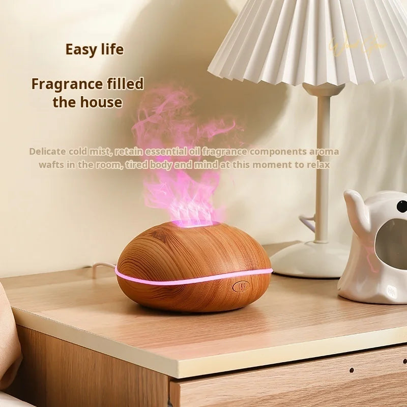7 Colores Fire Flame Wood Grain Aromatherapy Machine Humidifier Aroma Diffuser Air Ultrasonic Mist Maker Fogger Aroma