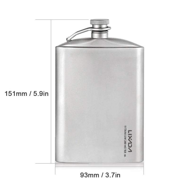 Lixada 260Ml Leakproof Titanium Flask Alcohol Whisky Wine Flask with Cup Set Good for Outdoor Camping Backpacking Travel Picnic