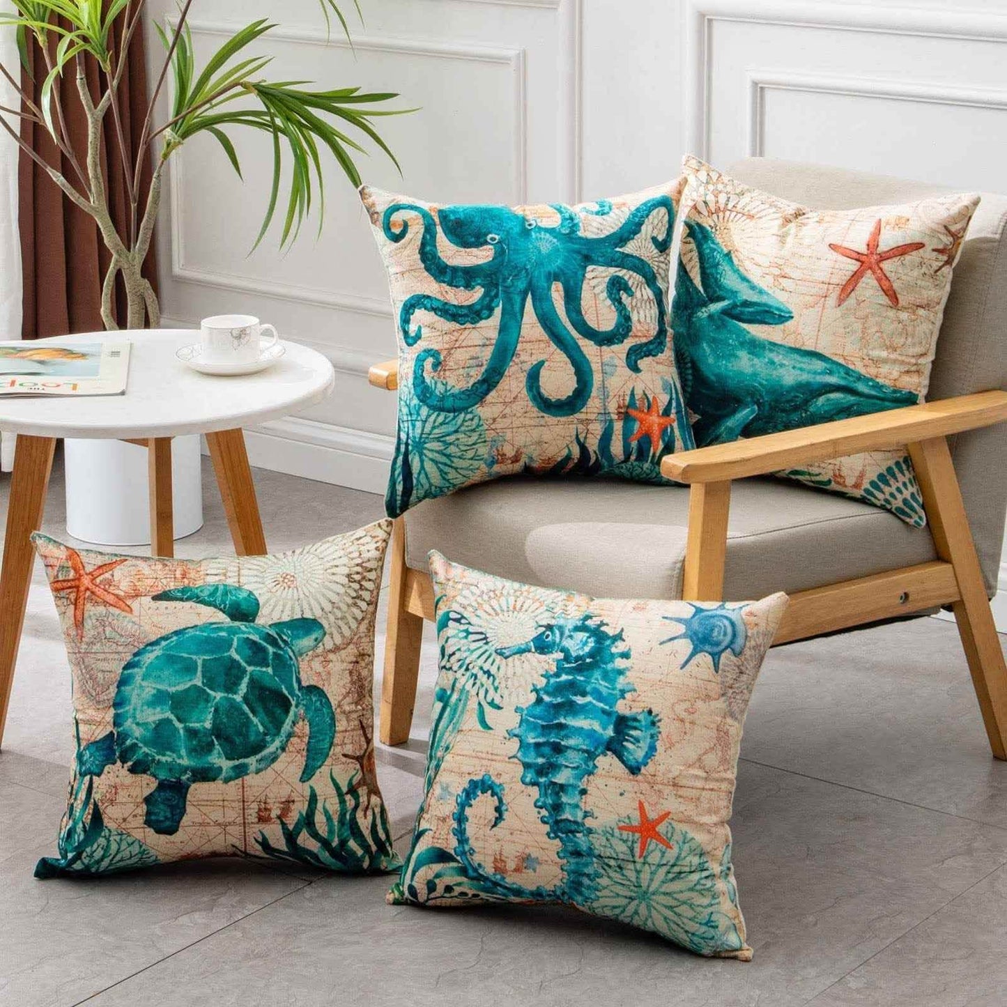 Sea Turtle Cushion Covers - Printed Throw Pillow Cases - Vezir