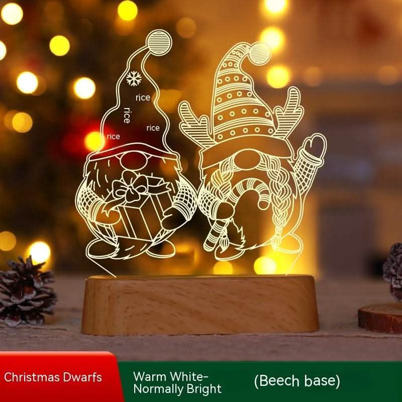 3D Christmas LED Night Light - Acrylic Holiday Decoration Lamp - Vezir