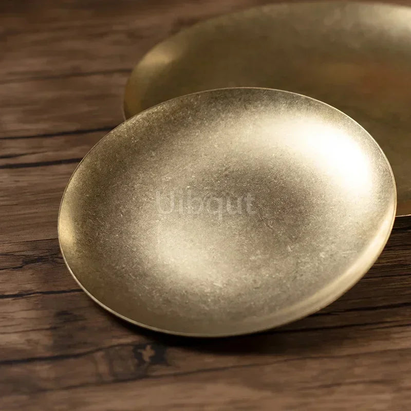 Gold Vintage Industrial Style Metal Dinner Plate Stainless Steel Outdoor Camping Western Food Plates French Restaurant Bone Dish