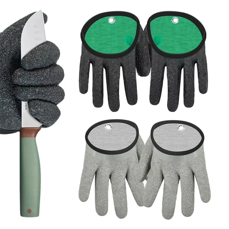 Fishing Gloves Catch Fish Anti-Slip Durabl Knit Full Finger Waterproof Work Cutproof Glove Clasp Left Right Apparel Protect Hand