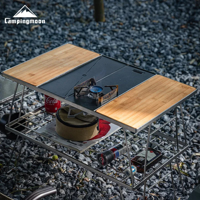 Black Camping Accessories Set Portable Camp Kitchen Table Outdoor Camping Gas Stove Burner Rack Folding Table