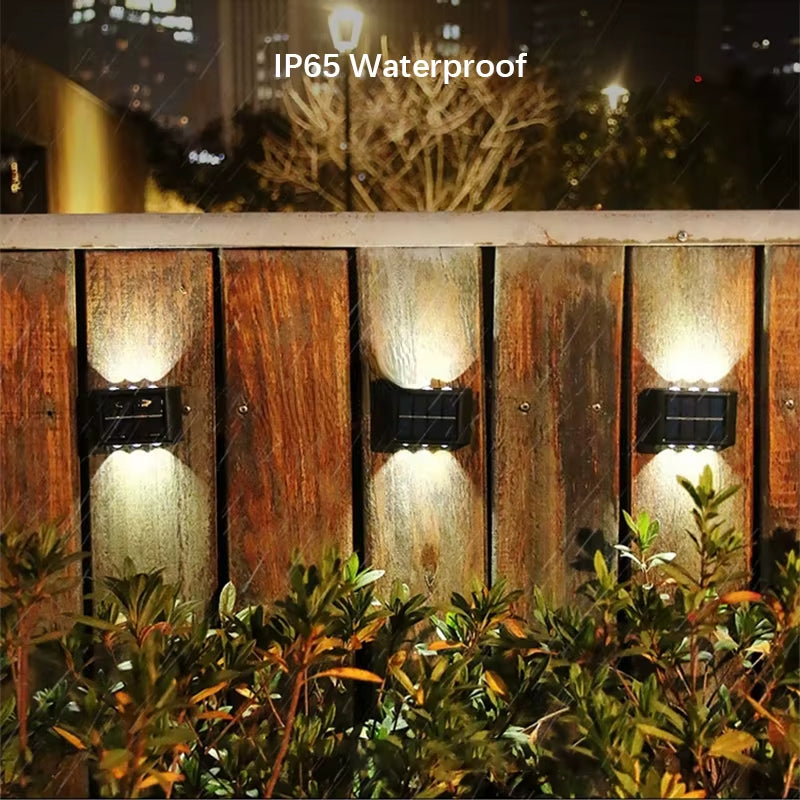 6LED Solar Lights, Outdoor Atmosphere Wall Lamp,Up and down Light Control for Garden Yard Street Balcony Terrace Camping Decor