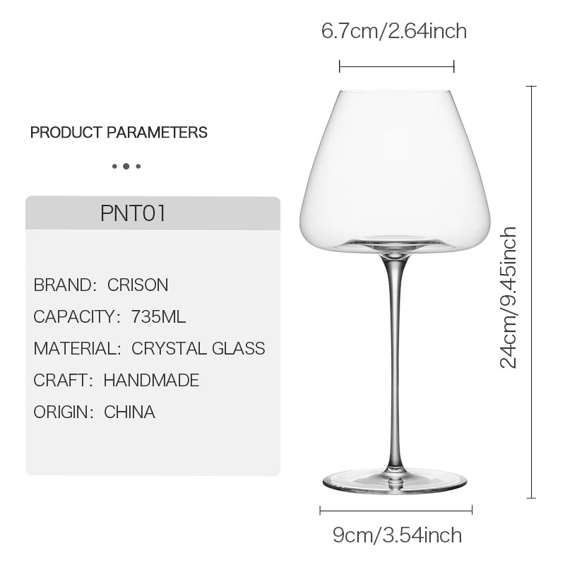 PNT01 Ultra-Thin Handmade Crystal Red Wine Glass for Riesling Burgundy - Premium Quality Home Wine Glass