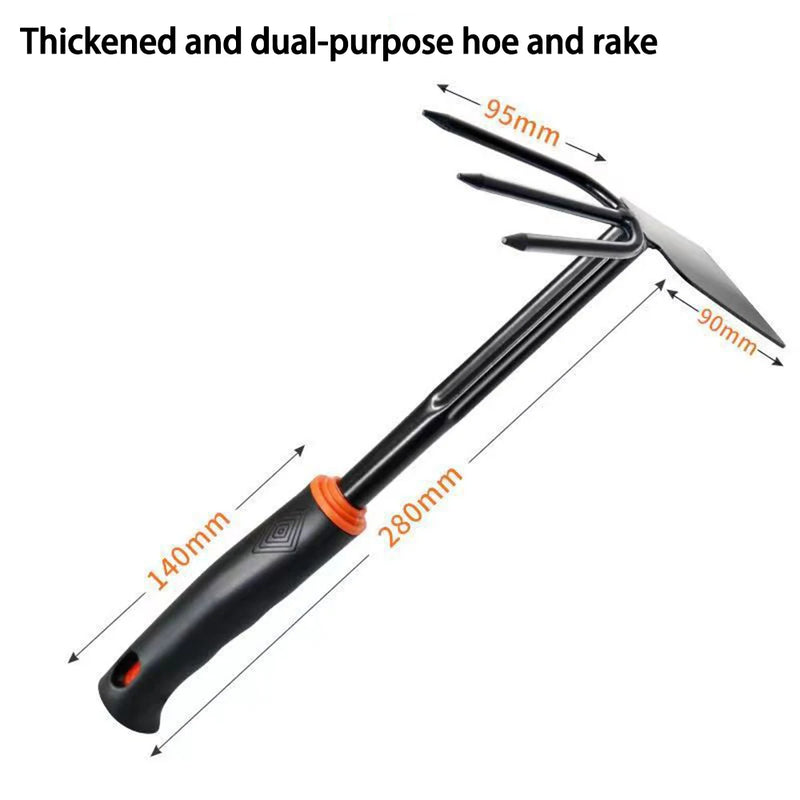 Alloy Steel Garden Tool Set – Tooth Rake, Trowel, Wide Shovel & Dual-Purpose Rake Dual Purpose Rake