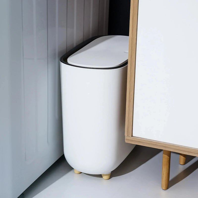 Bathroom Narrow Shape Trash Can Toilet Side Garbage Can with Lid Kitchen Odorproof Trash Bin Covered Trash Can Wastepaper Basket