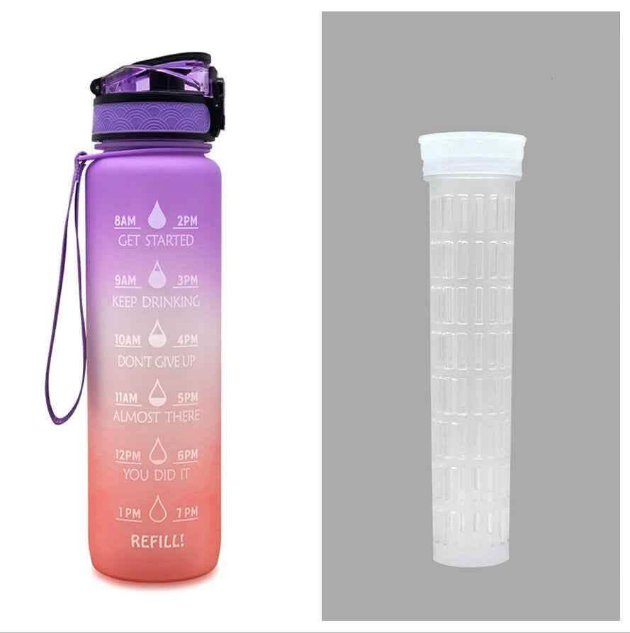 1L Tritan Water Bottle - Time Marker Motivational Sports Cup - Vezir