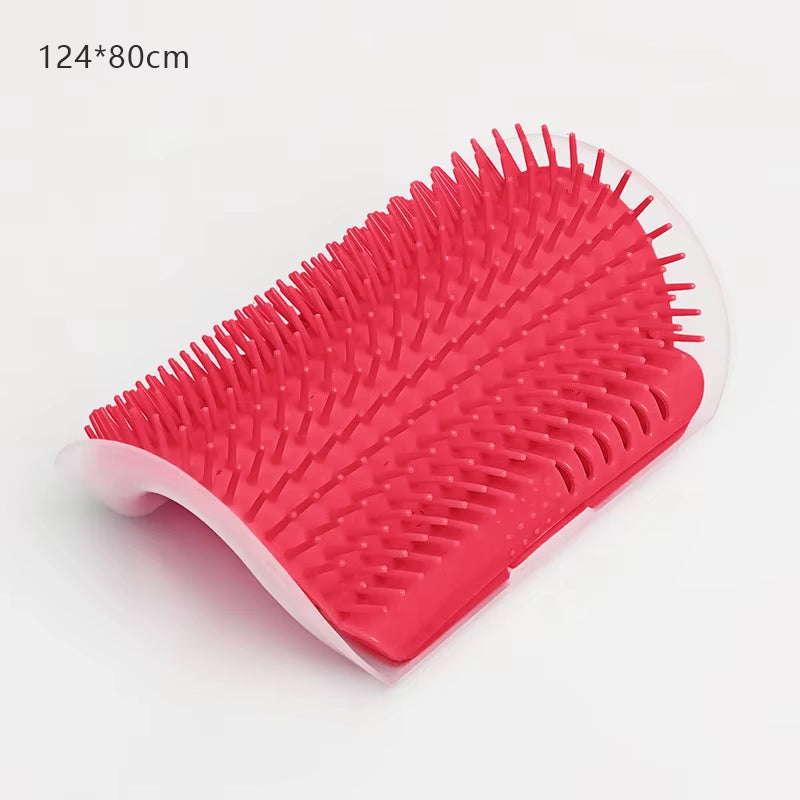 Cat Massage Tool Pet Hair Removal Massage Comb Wall Corner Self Cleaning Rubbing Brush Cats Toys Pet Beauty Supplies Red 124X80Cm
