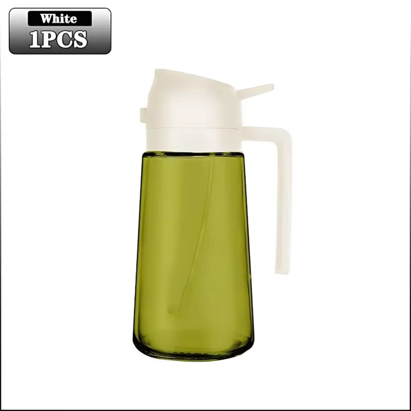 2-In-1 Dark Glass Oil Sprayer Olive Oil Dispenser Black Lightproof Oil Sprayer for Cooking Salads and Barbecues Barbecue Tools White