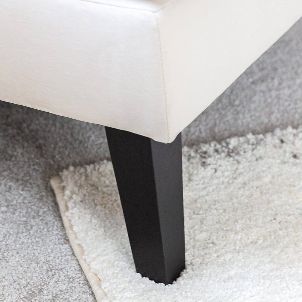 Cream Velvet Accent Chair with Black Piping