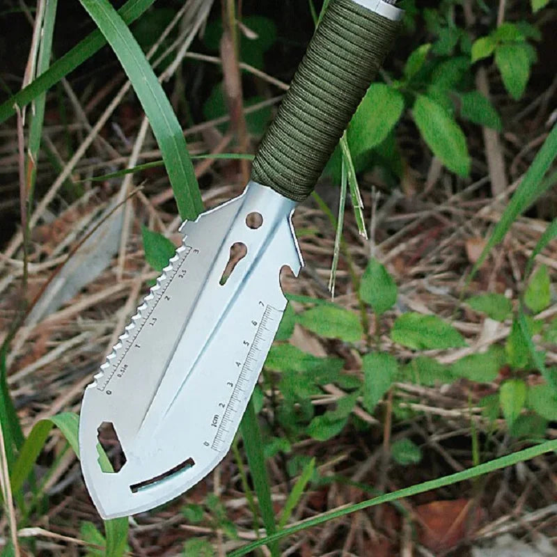 Tactical Multi-Function Survival Shovel – Portable Outdoor Tool for Camping, Hiking & Gardening Silver