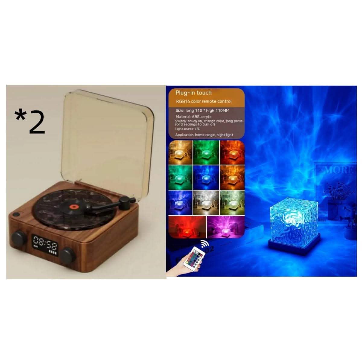 Retro Turntable Speaker - Bluetooth Vinyl Record Player RGB - Vezir
