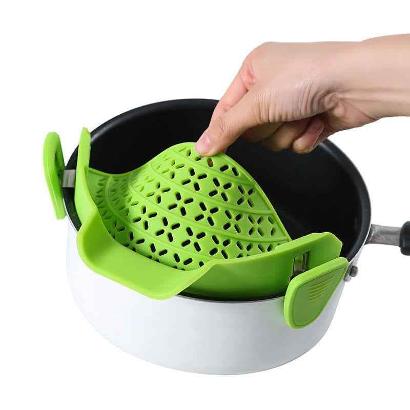Silicone Pot Drain Stopper - Kitchen Side Strainer Gadget - Vezir