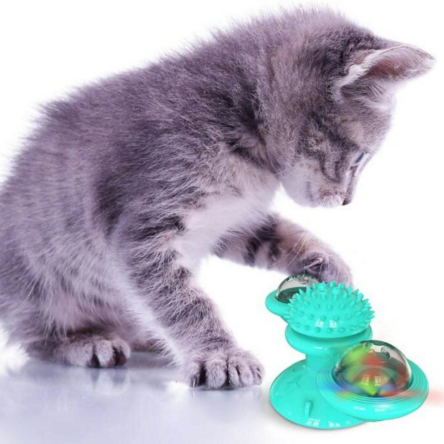 Interactive Windmill Cat Toy - Rotating Suction Cup Catnip Toy - Vezir
